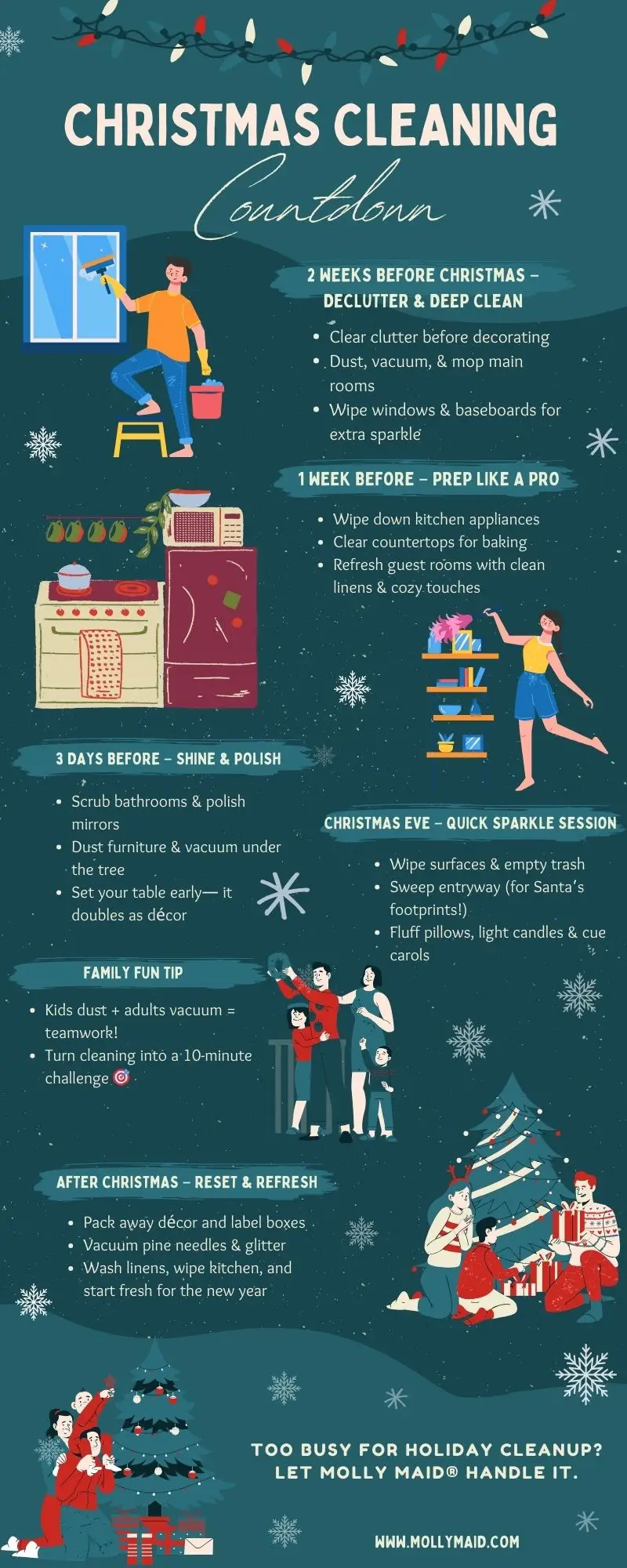 Christmas cleaning countdown infographic